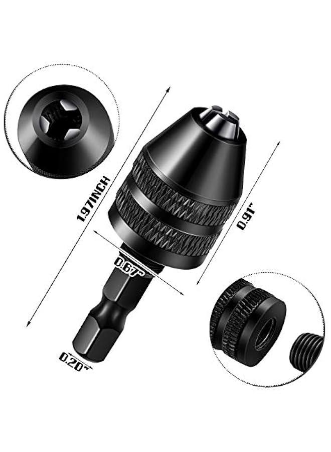 Honoson Keyless Drill Chuck Bit 1/4 Inch Hex Shank Keyless Drill Chuck Fast Change Converter Extension Screwdriver Adapter in 0.3-6.5 Mm, 0.3-3.6 mm for Tool Attachment(2 Pieces) - Image 3